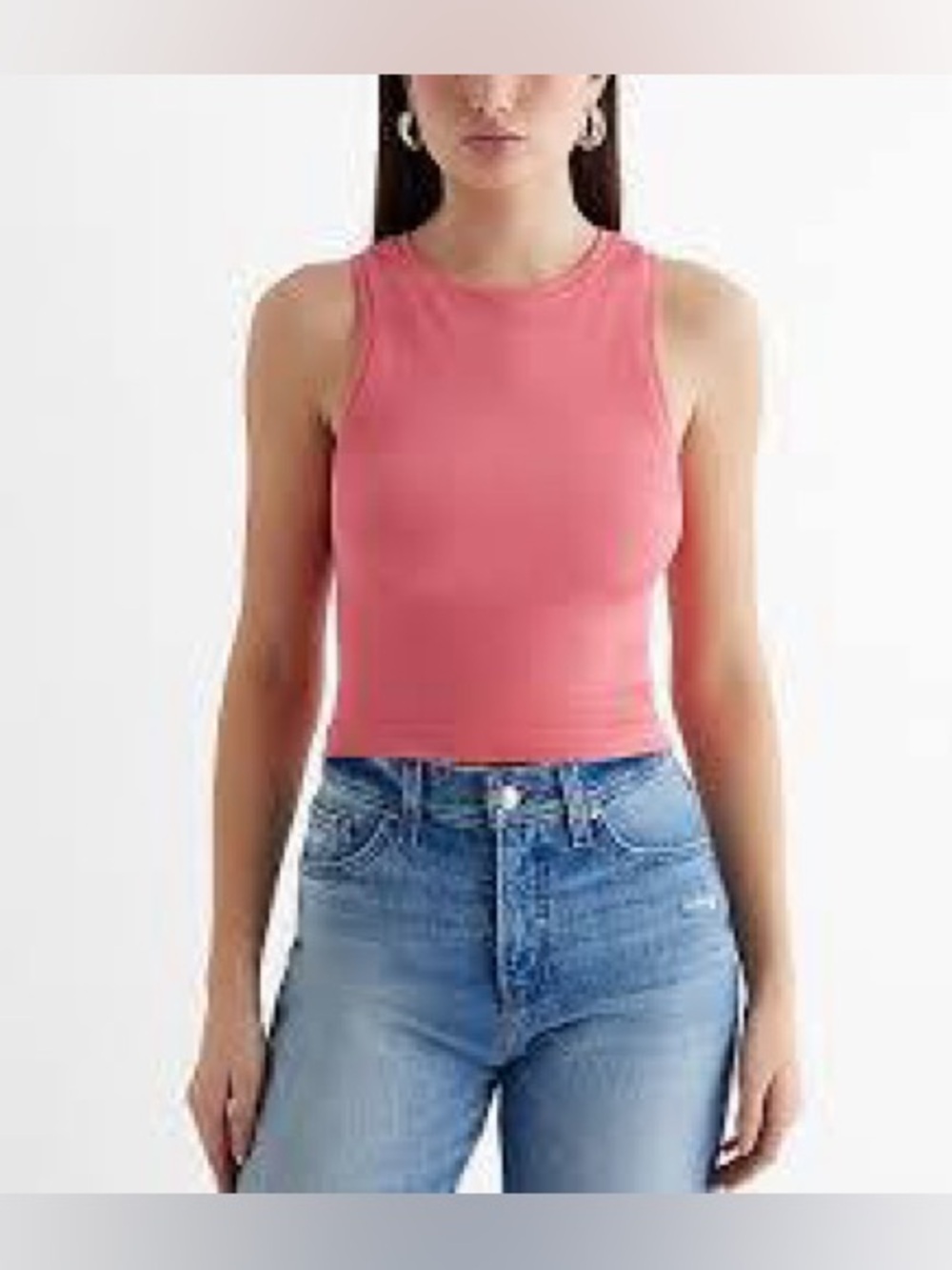 Express Coral pink Ribbed Tank